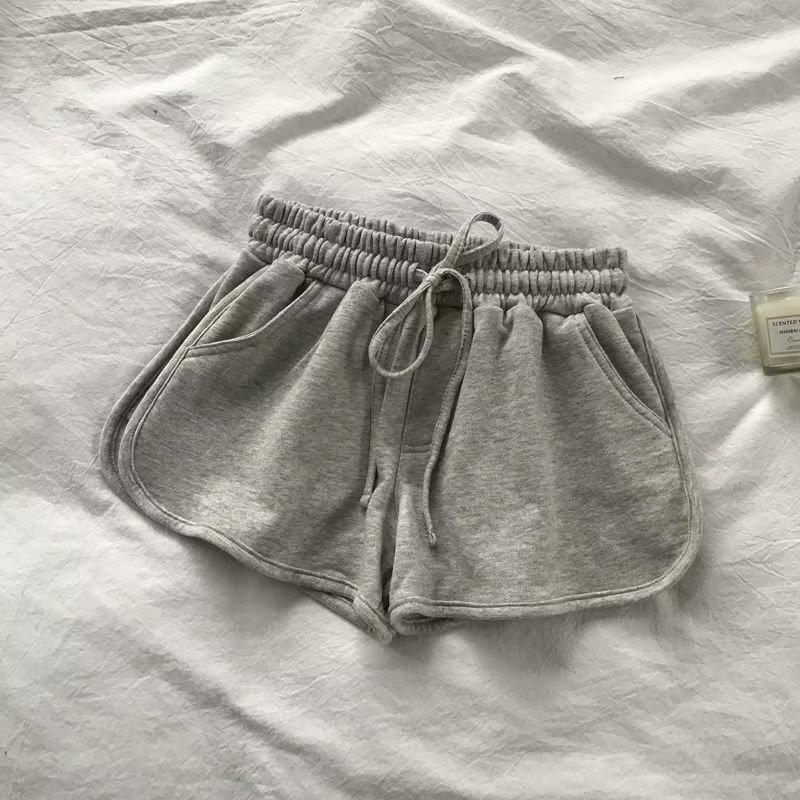 Graue Sportshorts für Damen, Sommer, lockere Oberbekleidung, Laufen, schwarz, Zuhause, lässig, Hose mit weitem Bein, Hotpants L dunkelgraue von Joom DACH