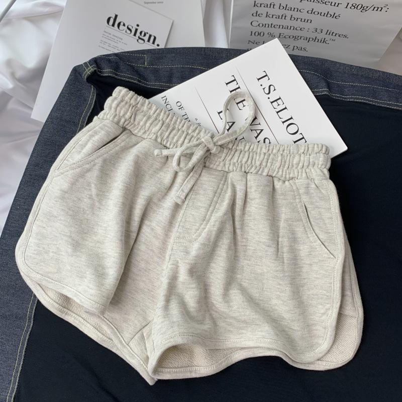 Graue Sportshorts für Damen, Sommer, lockere Oberbekleidung, Laufen, schwarz, Zuhause, lässig, Hose mit weitem Bein, Hotpants S licht grau von Joom DACH