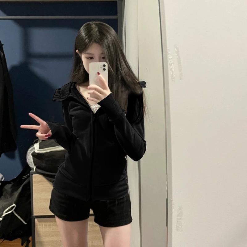 Graue Strickjacke Damen Kapuze Frühling und Herbst Frühherbst Neu Slim Top Einfache Kleidung Kurz XL von Joom DACH