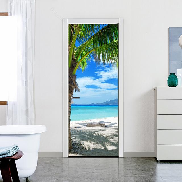 Green Forest Bridge Selbstklebende Türtapete 3D PVC Home Decor Aufkleber Strand Sonne Landschaft Poster Wandbild Wandtattoo deursticker 24 von Joom DACH