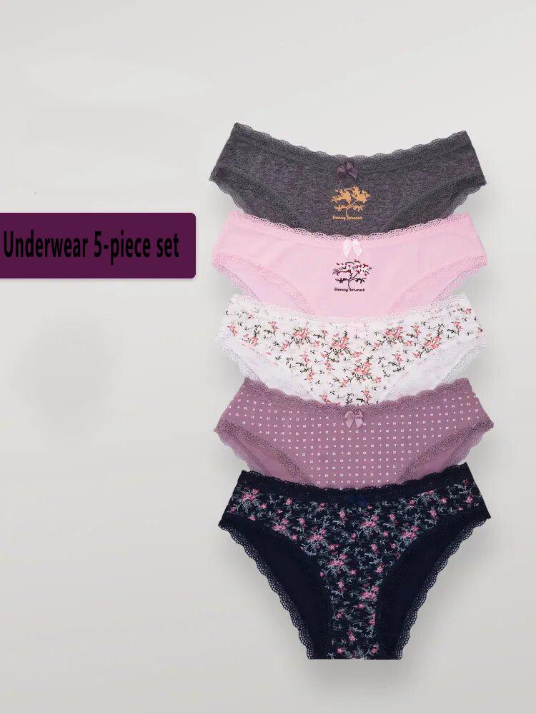 Grenzüberschreitende Damen-Baumwoll-Triangel-Slips in mehreren Größen - Nude-Gefühl, schnelltrocknend, glatte europäische & amerikanische Stile Kombipack Extra Small (XS) von Joom DACH