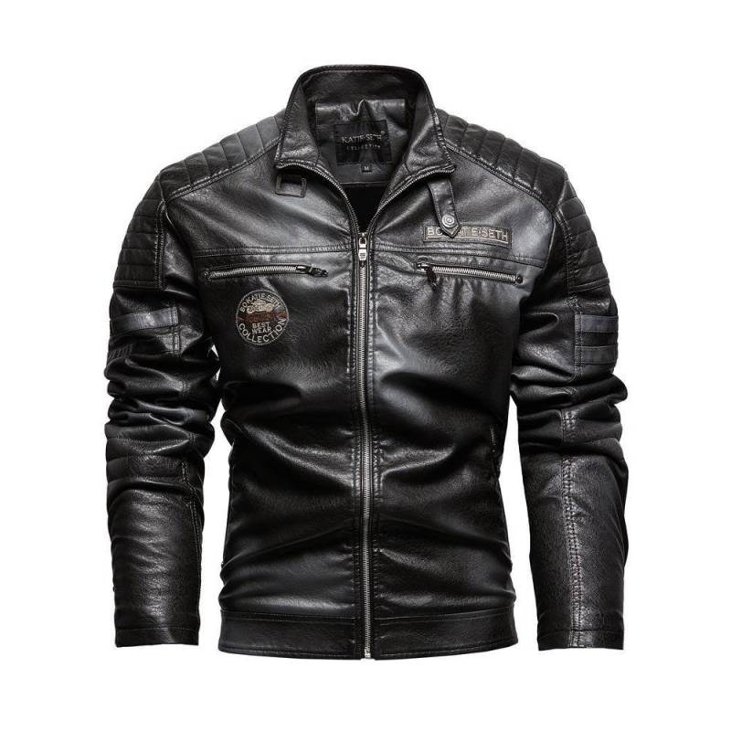 Grenzüberschreitende Motorradjacke aus PU-Leder für Herren, europäischer/amerikanischer Stil, moderner harter Kerl, plus Samt. 6XL grau Grenzüberschreitende Motorradjacke aus PU-Leder für Herren, europäischer/amerikanischer Stil, moderner harter Kerl, plus Samt. 6XL grau von Joom DACH