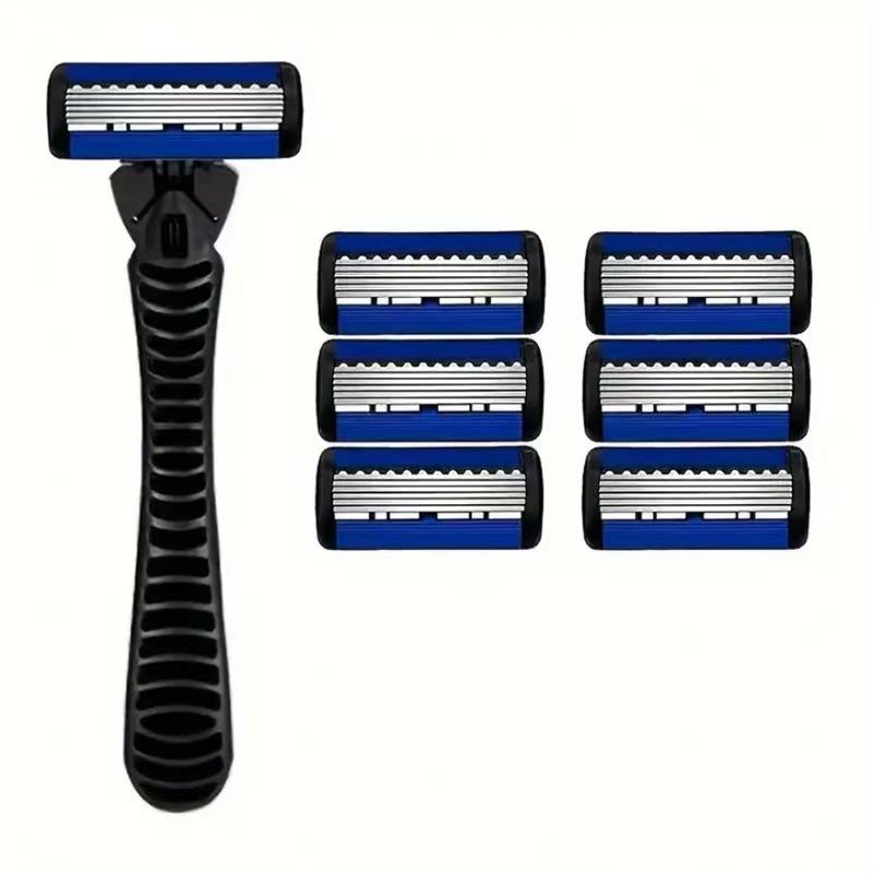 Grenzüberschreitender manueller 6-Schicht-Rasierer für Herren für eine sanfte Rasur 1 Handles + 6 Blades von Joom DACH