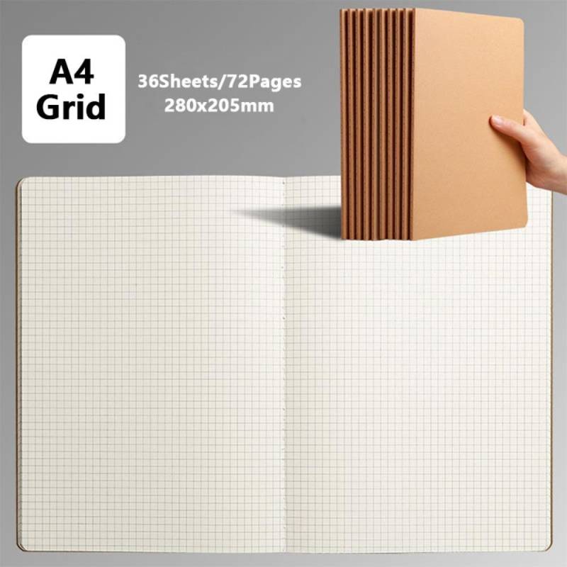 Kariertes/Liniertes/Blankes Tagebuch A4/B5 Skizzenbuch Vintage Schreibbuch Schule A4-Grid von Joom DACH