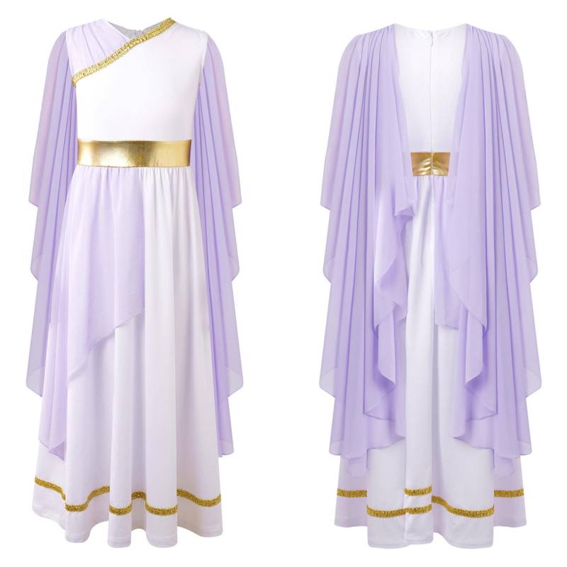 Griechisches Kinderkostüm für Mädchen, römisches Kleid, antikes Griechenland, Toga-Kleid, Rom, Prinzessin, Adel, Cosplay, Kostüm 7-8 Years lavendel von Joom DACH