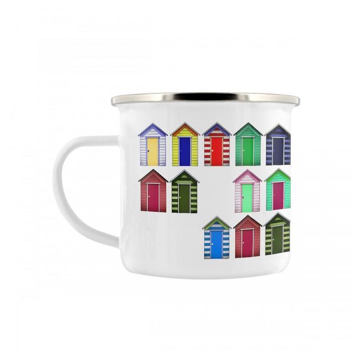 Grindstore Beach Hut Collage Emaille Becher One Size weiß von Joom DACH