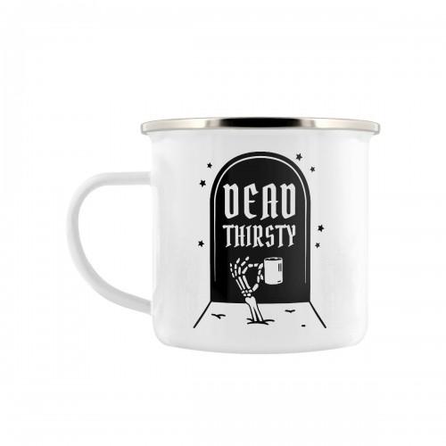 Grindstore Dead Thirsty Emaillierter Becher One Size schwarz/weiß von Joom DACH