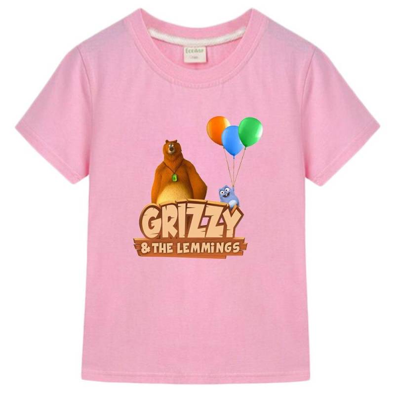 Grizzy und die Lemminge T-Shirts Mädchen Cartoon Print Lustiges Kinder T-Shirt Sommer Kinderkleidung 100 % Baumwolle Baby Jungen Grafik T-Shirt 110 rosa von Joom DACH