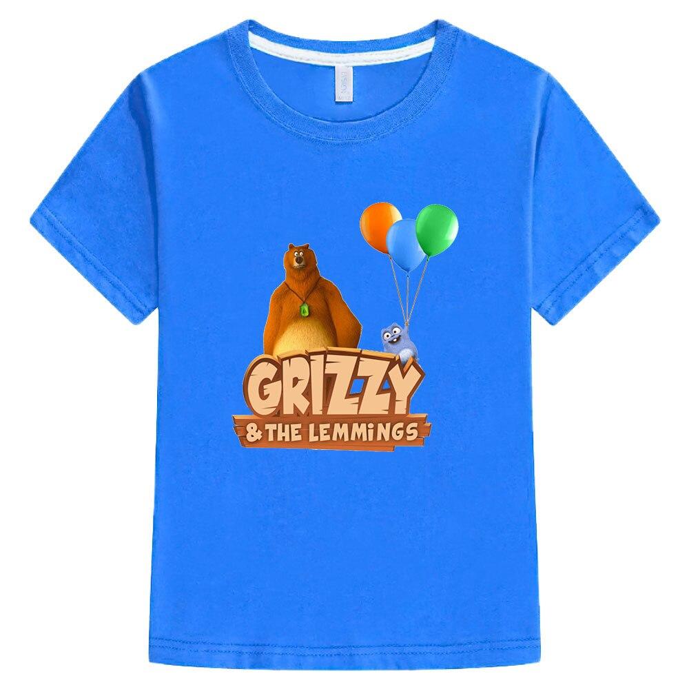 Grizzy und die Lemminge T-Shirts Mädchen Cartoon Print Lustiges Kinder T-Shirt Sommer Kinderkleidung 100 % Baumwolle Baby Jungen Grafik T-Shirt 140 dunkelblaue von Joom DACH