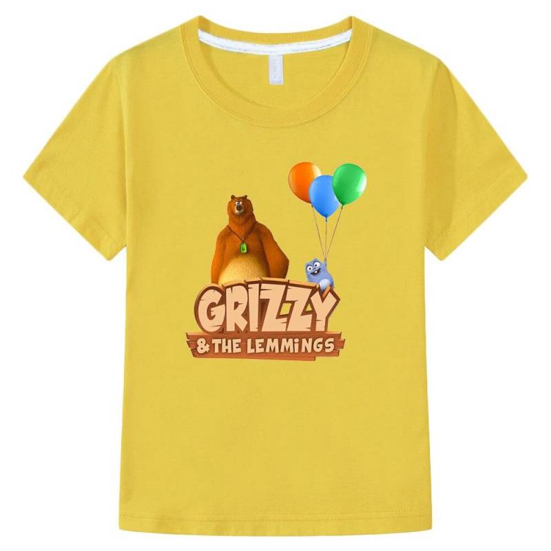 Grizzy und die Lemminge T-Shirts Mädchen Cartoon Print Lustiges Kinder T-Shirt Sommer Kinderkleidung 100 % Baumwolle Baby Jungen Grafik T-Shirt 150 gelb von Joom DACH