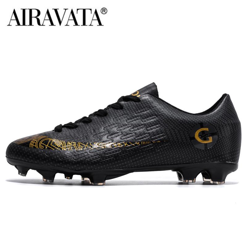 Größe 31-48 Herren Fußballschuhe Kinder Sport Fußballschuhe FG/TF Gras Anti-Rutsch Trainingsstollen Fußball Futsal Sneaker Schuhe 31 schwarz/gold von Joom DACH