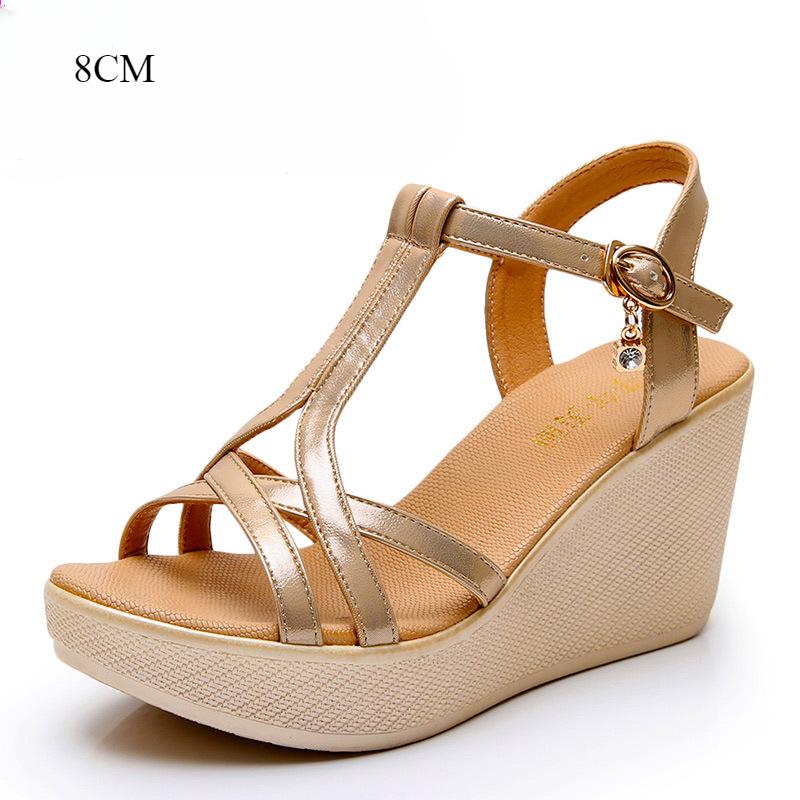 Größe 33–43, bequeme, klobige Plateau-Keilsandalen, Sommer-Damen-High-Heels-Schuhe für Büro, Strand, Mutter, Arbeit, 6 cm, 8 cm 40 von Joom DACH