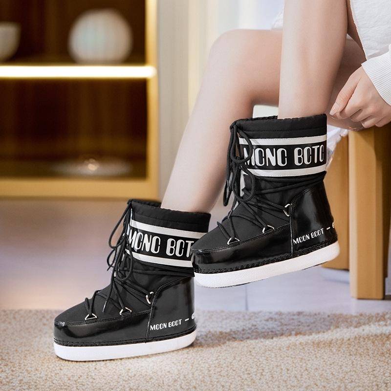 Größe 33 Stiefel Damen 2025 warm neu Ski Winter Mond verdickt mittelhoch wasserdicht und rutschfest Schnee Raum 39 von Joom DACH