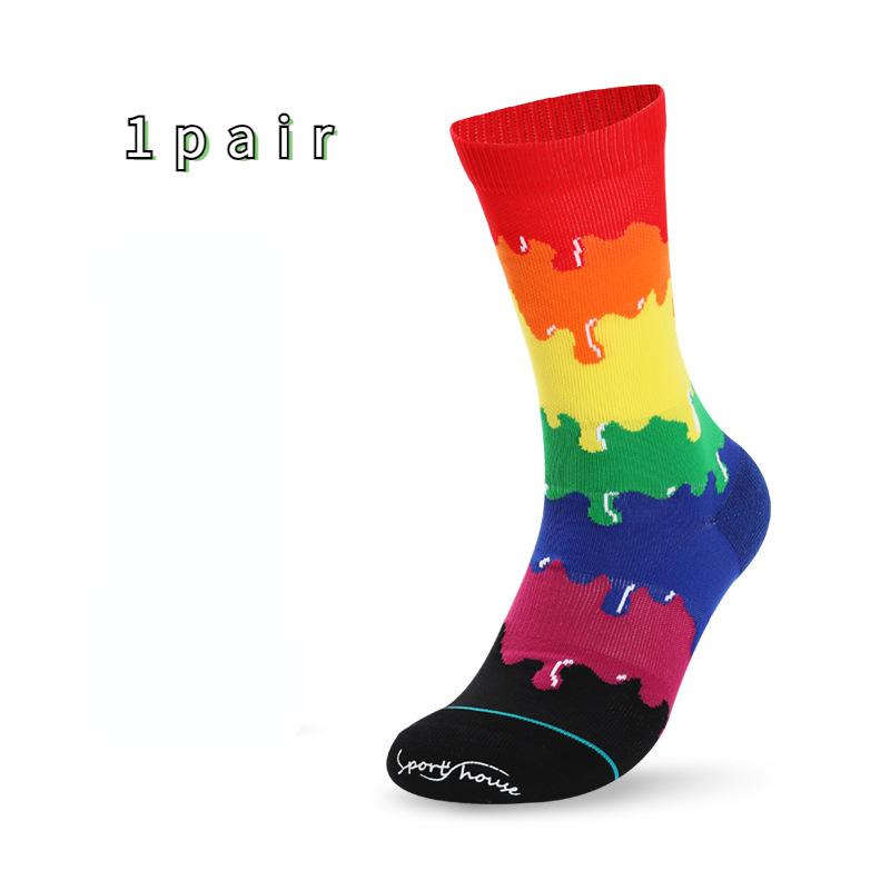 Größe 39–44 Mittellange Regenbogensocken für Herren mit Handtuchunterseite, atmungsaktiv, multifunktional, lässig, Sportsocken One-size rot von Joom DACH