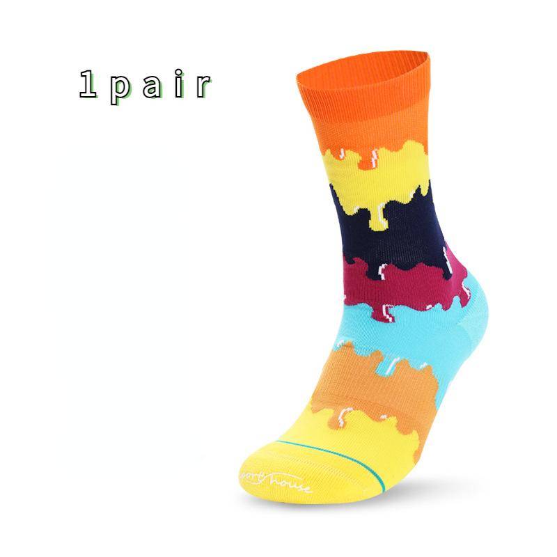 Größe 39–44 Mittellange Regenbogensocken für Herren mit Handtuchunterseite, atmungsaktiv, multifunktional, lässig, Sportsocken One-size orange von Joom DACH