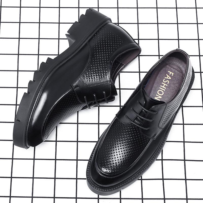 Größer werdende Schuhe für Herren, 8 cm, Größer werdende Lederschuhe für Herren, ausgehöhlte Business-Abendgarderobe, großköpfige Herrenschuhe 44 schwarz von Joom DACH