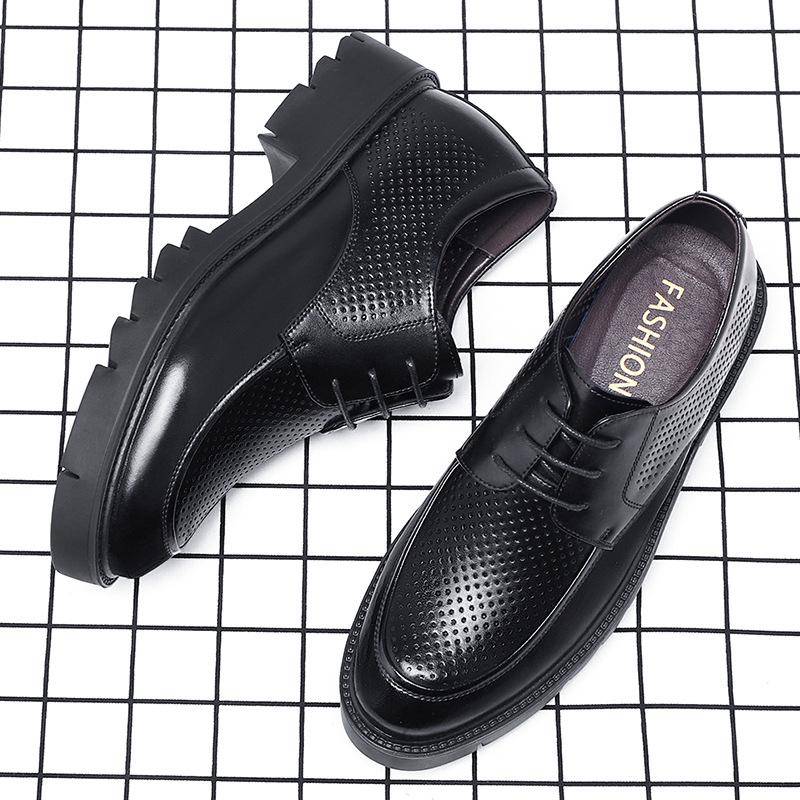 Größer werdende Schuhe für Herren, 8 cm, Größer werdende Lederschuhe für Herren, ausgehöhlte Business-Abendgarderobe, großköpfige Herrenschuhe 44 schwarz von Joom DACH