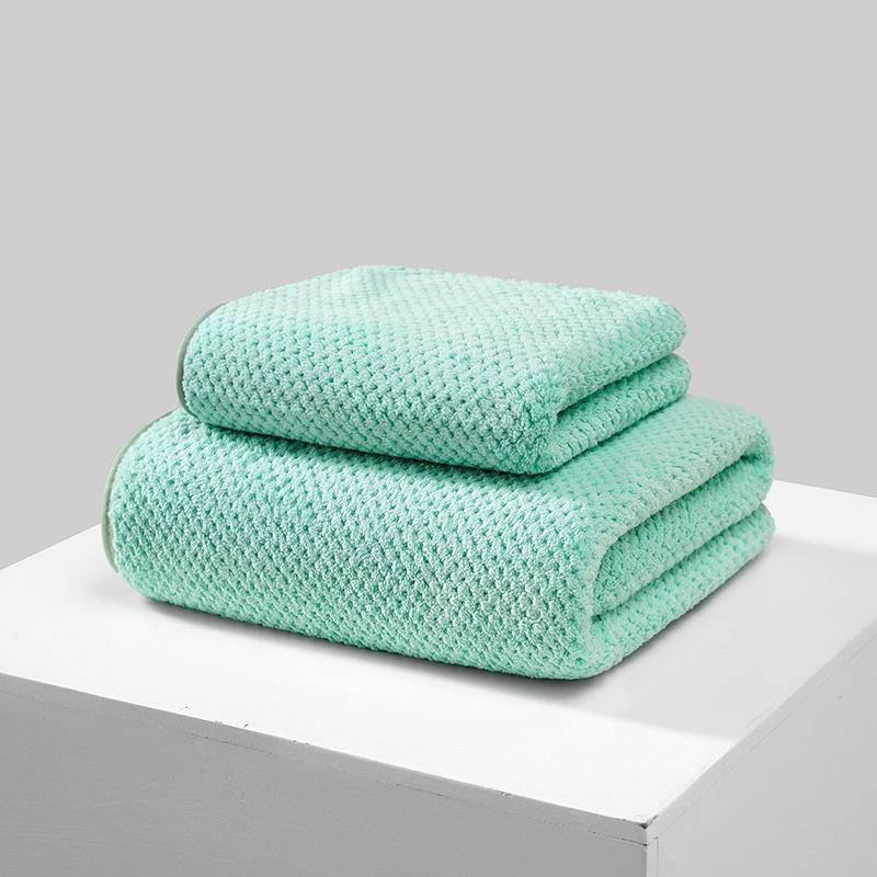 Große Badetücher Set 90×170cm Ananas Gittermuster Mikrofaser Material, Weich und Bequem, Gute Wasseraufnahme Towel: 35*75cm hellgrüne von Joom DACH