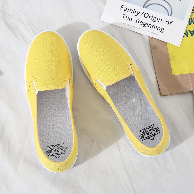 Große Damen-Halbschuhe, Slipper aus Canvas, flache Schuhe, Damen-Sneaker, weiße Freizeitschuhe, schwarze Damenschuhe, Espadrilles 37 gelb von Joom DACH