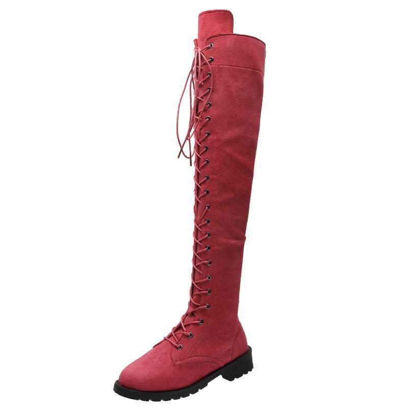 Große Damen-Winterstiefel aus Leder mit runden Riemen – Kollektion 2020 (Größe 43) 40 rose rot von Joom DACH