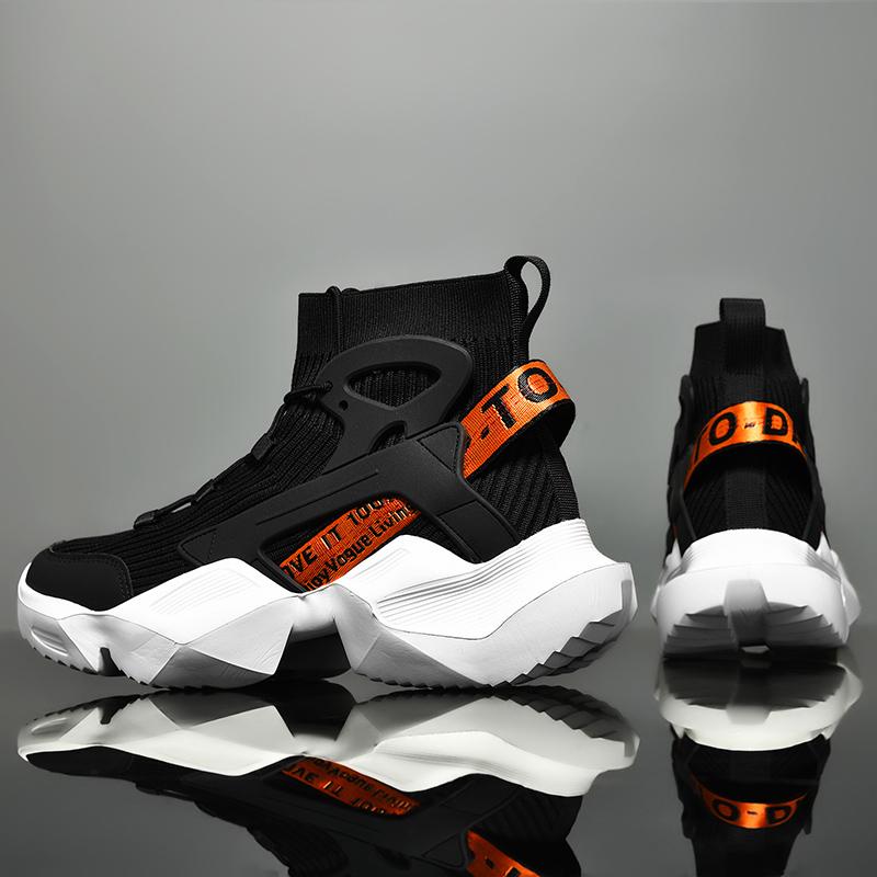 Große Größe 46 High Top Schuhe Herren Stiefeletten Casual Sneakers Bequeme leichte sportliche Sport Laufschuhe für Männer Tenis Walking Gym Schuhe 42 schwarz von Joom DACH