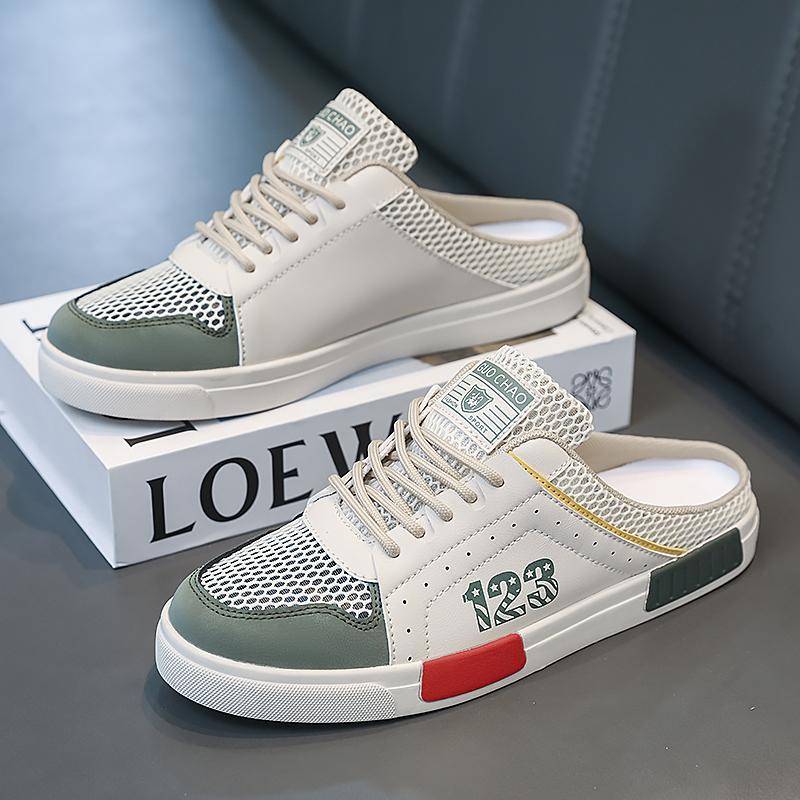 Große Größe 47 Luxus Männer Halb Hausschuhe Sandalen Komfortable Atmungsaktive Casual Schuhe Männer Mode Turnschuhe Freizeit Männer Hausschuhe Slides Schuhe Männlichen 45 grün von Joom DACH