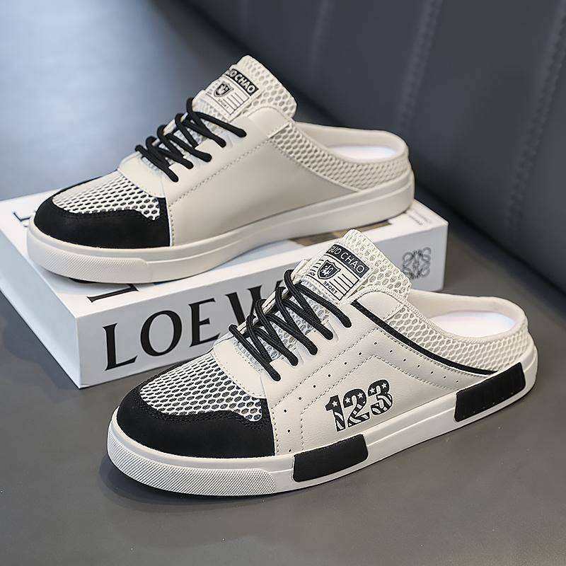 Große Größe 47 Luxus Männer Halb Hausschuhe Sandalen Komfortable Atmungsaktive Casual Schuhe Männer Mode Turnschuhe Freizeit Männer Hausschuhe Slides Schuhe Männlichen 45 schwarz von Joom DACH