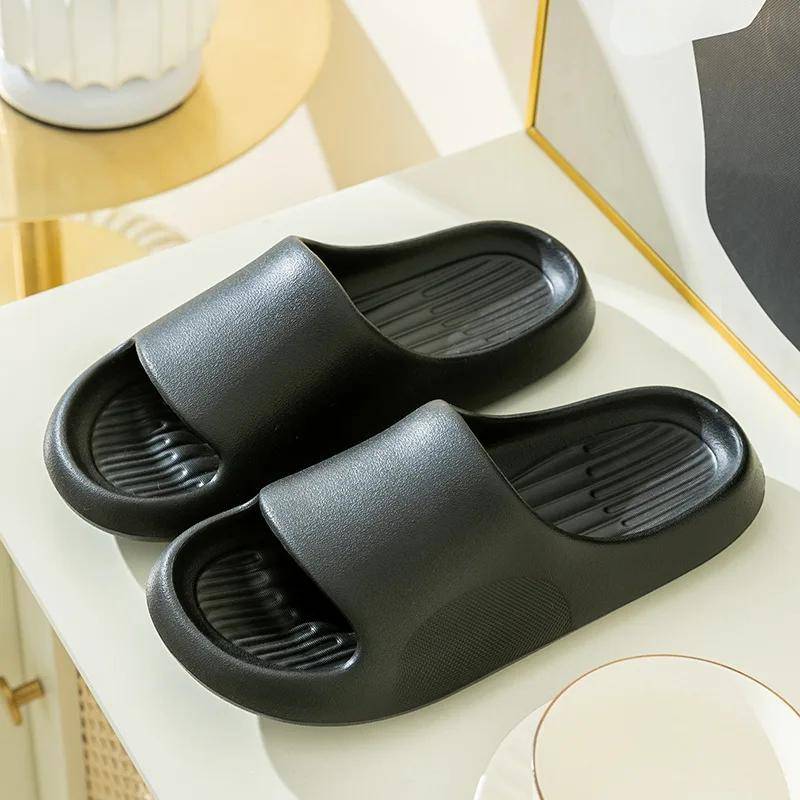 Große Größe 50 51 Herren Flip-Flops Damen Weiche Sohle Plateau Pantoletten Sommer Strand Sandalen Paarschuhe Hausschuhe Zuhause Rutschfest Badeschuhe 50-51 schwarz von Joom DACH