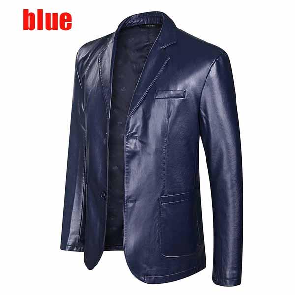 Große Größe 7XL Lederanzug Lose Revers Lederjacke Herren Plus Size Leder Casual Anzugjacke 2XL blau von Joom DACH