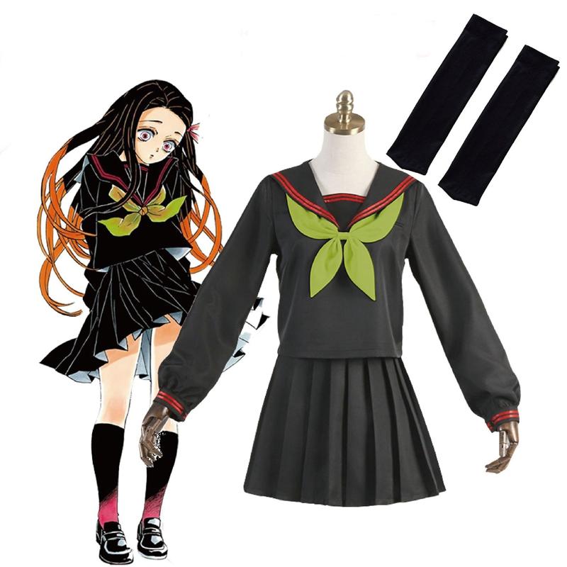 Große Größe Anime Neue Art Dämon Slayer Kamado Nezuko JK Anzug Tuch Mode Schuluniform frauen Sailor Kleidung Cosplay kostüme S von Joom DACH
