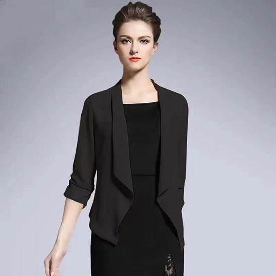 Große Größe Chiffon Strickjacke Damen Dünne Kurze Sommer Schal M schwarz von Joom DACH