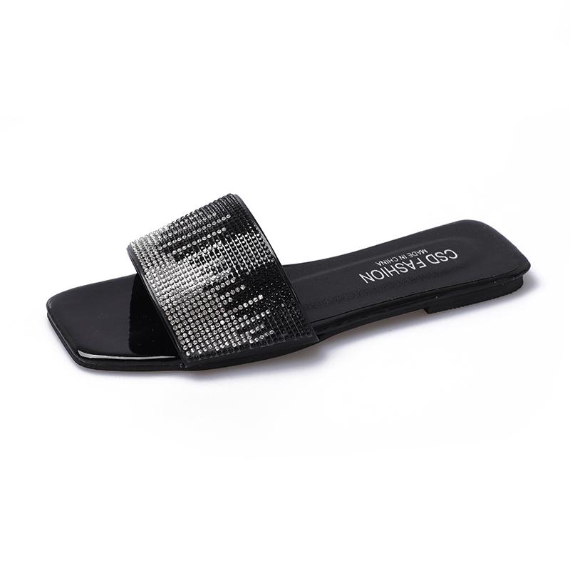 Große Größe Damen Flache Absätze Sommer Hausschuhe Mode Damen Elegant Pantoletten Schuhe Strandhausschuhe Damenschuhe 42 schwarz von Joom DACH