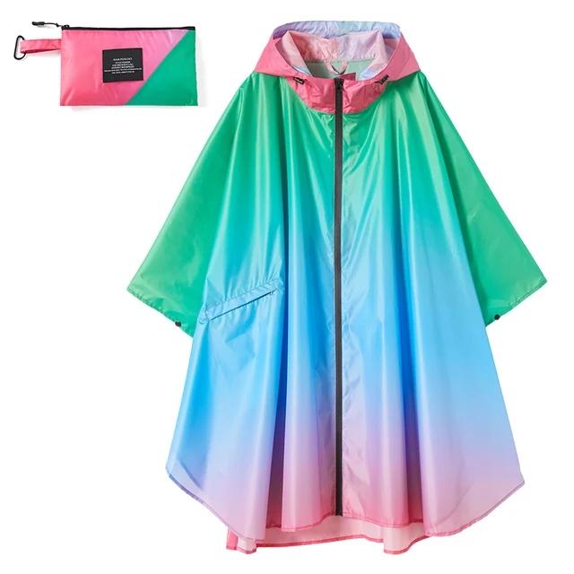 Große Größe Damen Regenmantel mit Farbverlauf Leichter Regenmantel Poncho Damen Wasserdichter Umhang Regenmäntel Erwachsene Bunte Regenbekleidung von Joom DACH