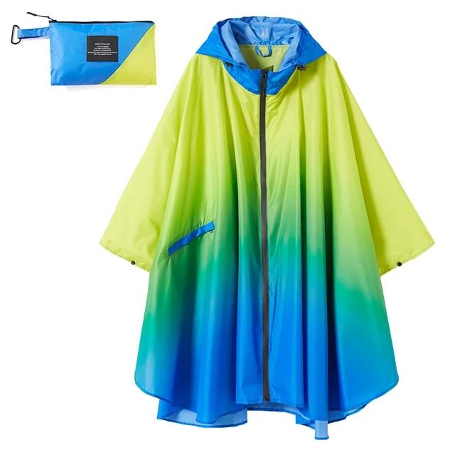 Große Größe Damen Regenmantel mit Farbverlauf Leichter Regenmantel Poncho Damen Wasserdichter Umhang Regenmäntel Erwachsene Bunte Regenbekleidung von Joom DACH
