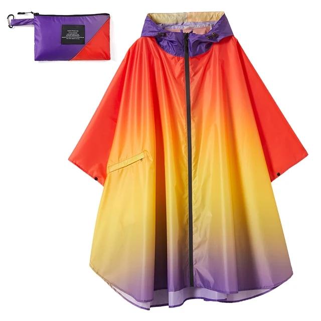 Große Größe Damen Regenmantel mit Farbverlauf Leichter Regenmantel Poncho Damen Wasserdichter Umhang Regenmäntel Erwachsene Bunte Regenbekleidung von Joom DACH