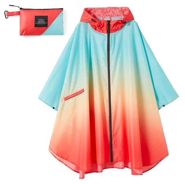 Große Größe Damen Regenmantel mit Farbverlauf Leichter Regenmantel Poncho Damen Wasserdichter Umhang Regenmäntel Erwachsene Bunte Regenbekleidung von Joom DACH
