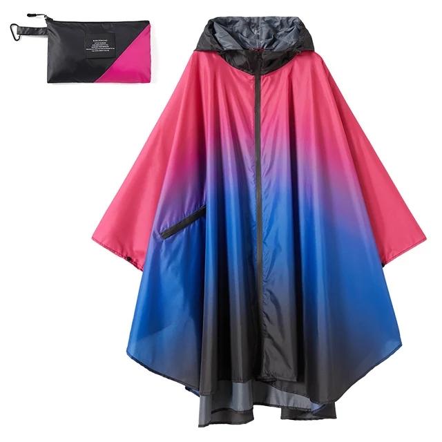 Große Größe Damen Regenmantel mit Farbverlauf Leichter Regenmantel Poncho Damen Wasserdichter Umhang Regenmäntel Erwachsene Bunte Regenbekleidung von Joom DACH