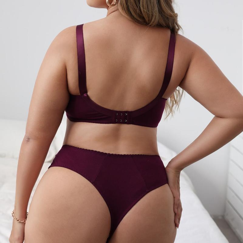 Große Größe Frauen BH Set einfarbig Blumenspitze Full Cup Minimizer BH Set Plus Größe 38-48 D Cup Unterwäsche Set Sexy Dessous Frauen Tanga Set 85D braun von Joom DACH