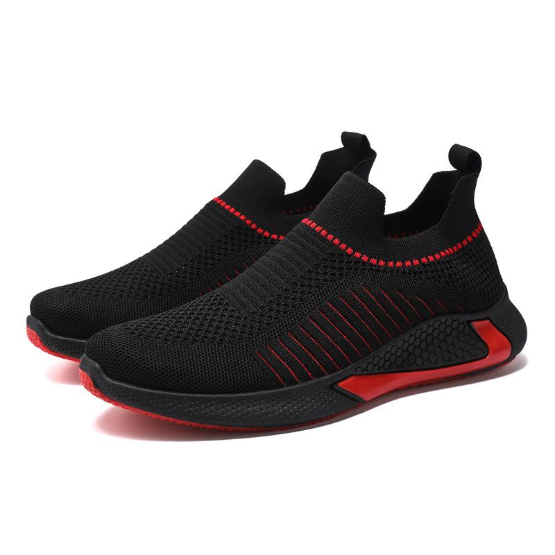 Große Größe Frühjahr Neue Herrenschuhe Atmungsaktive Fliegenweberei Laufschuhe Socke Mund Casual Fashion Sportschuhe Männer 45 schwarz von Joom DACH