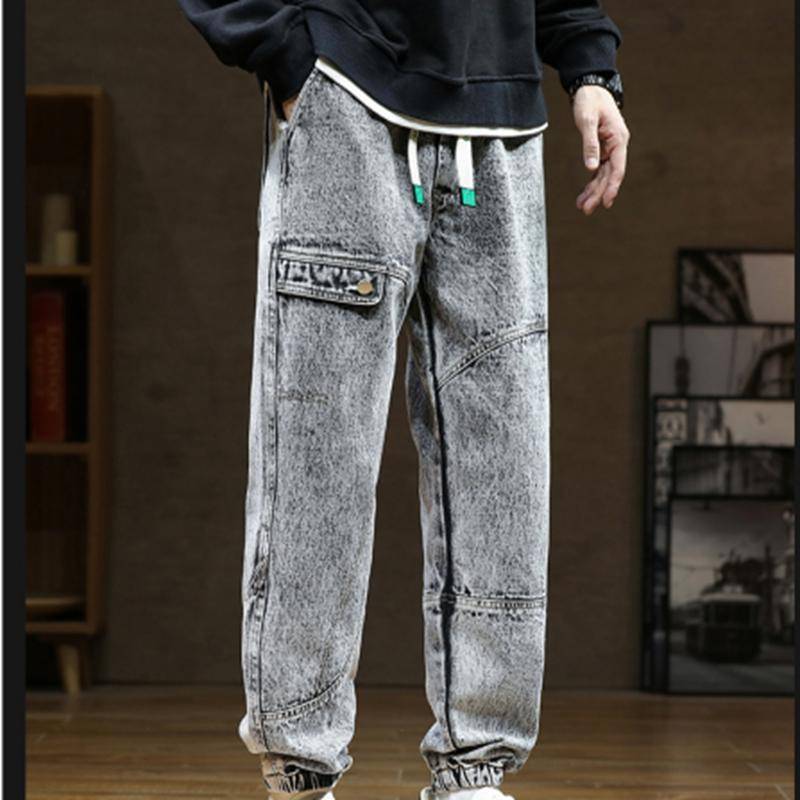 Große Größe Jeans männer Herbst und Winter 2025 Lose Plus Fett Plus Größe Trendy Werkzeug herren Hosen YBG97 8XL grau von Joom DACH