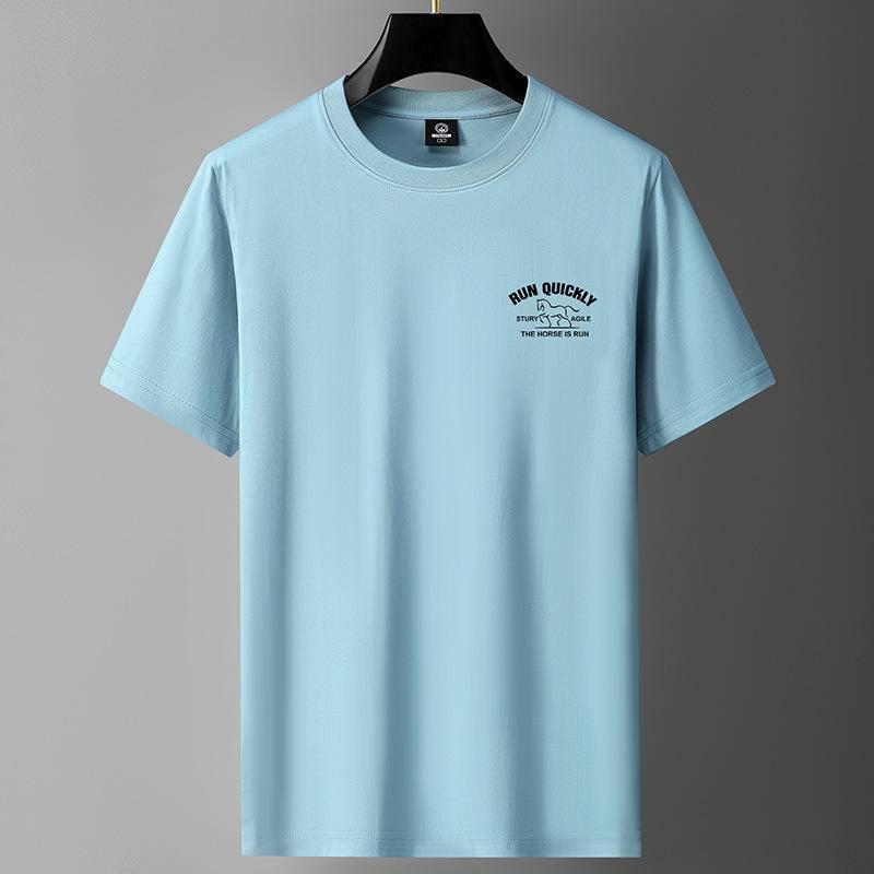 Große Größe M-6XL Reine Baumwolle Herren T-shirt Kurzen ärmeln Rundhals Jungen T-Shirt XXL hellblaue von Joom DACH