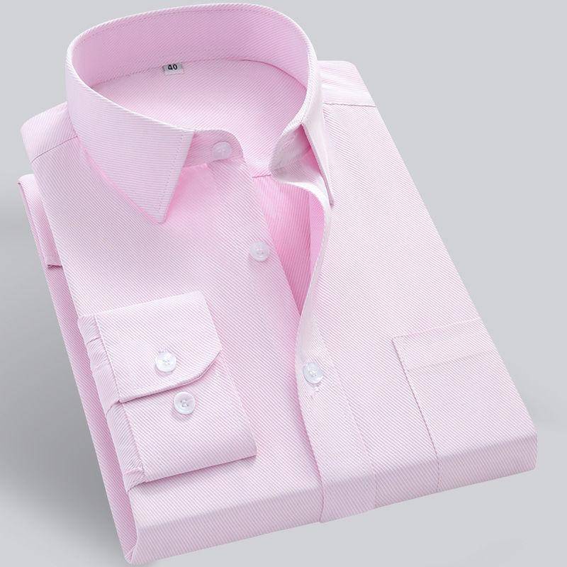 Große Größe Männer Business Casual Langarm Hemd Weiß Blau Schwarz Smart Männlichen Social Kleid 2XL rosa von Joom DACH