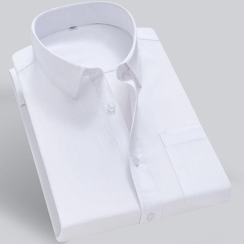 Große Größe Männer Business Casual Langarm Hemd Weiß Blau Schwarz Smart Männlichen Social Kleid 4XL weiß von Joom DACH