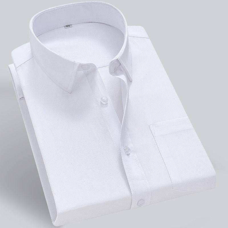 Große Größe Männer Business Casual Langarm Hemd Weiß Blau Schwarz Smart Männlichen Social Kleid 4XL weiß von Joom DACH