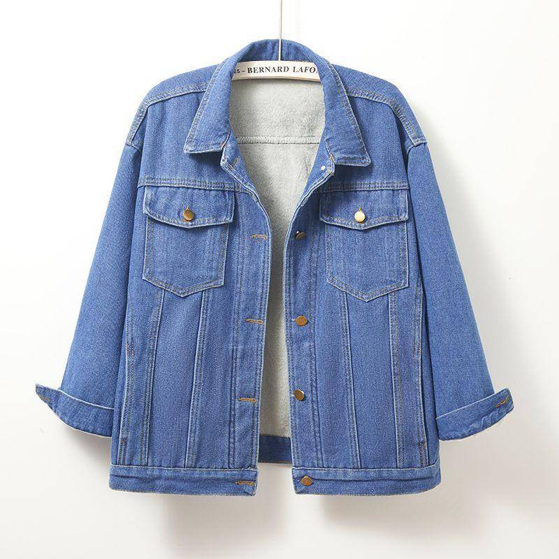 Große Größe Samt Jeansjacke Damen Herbst und Winter Koreanischer Stil Locker Fett Mm Slim Top Neuer Stil Damen Jeansjacke S von Joom DACH