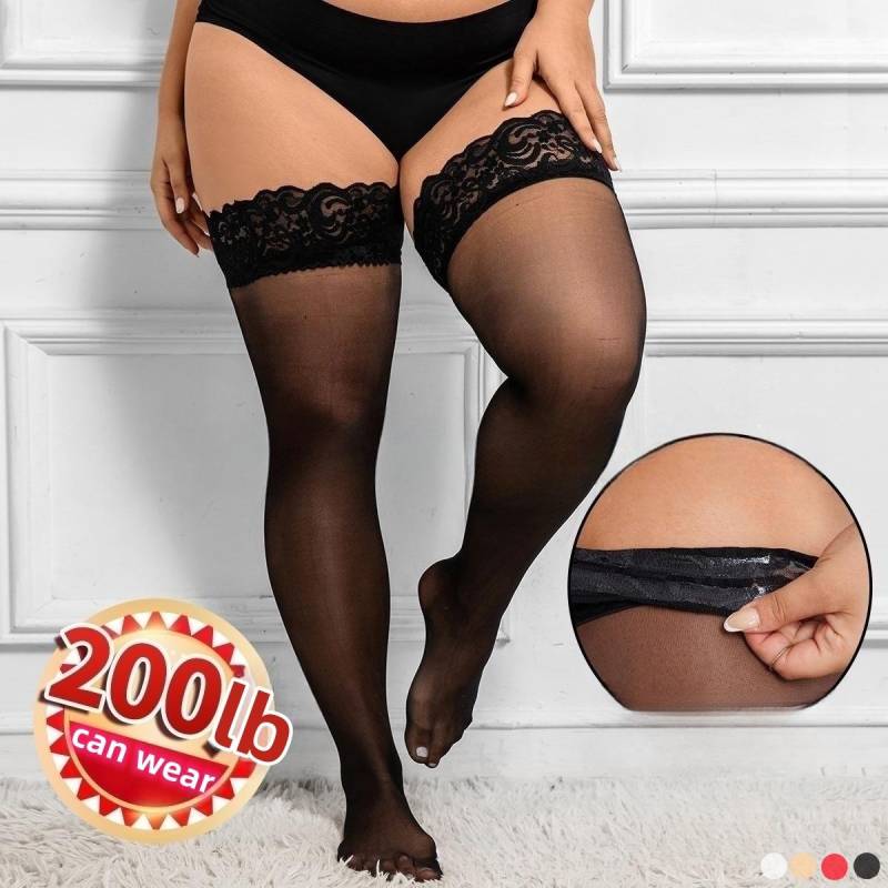 Große Größe Spitze Oberschenkel Hohe Kniestrümpfe Sexy Dünne Socken Frauen Plus Größe Transparente Elastische Fishnet Spitze Plus Größe Strumpf plus size von Joom DACH