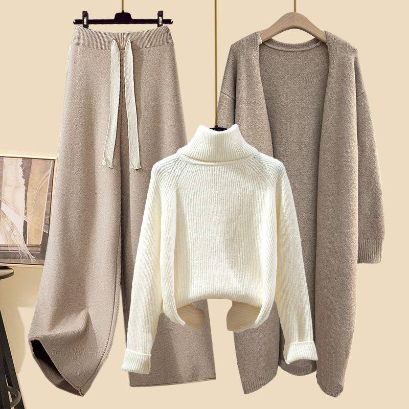 Große Größe Winter Frauen Anzug Damen Strickjacke Pullover Hose Drei Stück Büro Casual Anzug 4XL von Joom DACH