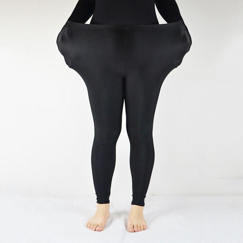 Große Größen, Gewicht 40–115 kg, Damen-Leggings mit elastischem Bund, lässige Leggings, große Shinny-Leggings, hohe Stretch-Leggings, Turnhose, Workout, Workout-Leggings 5XL schwarz von Joom DACH