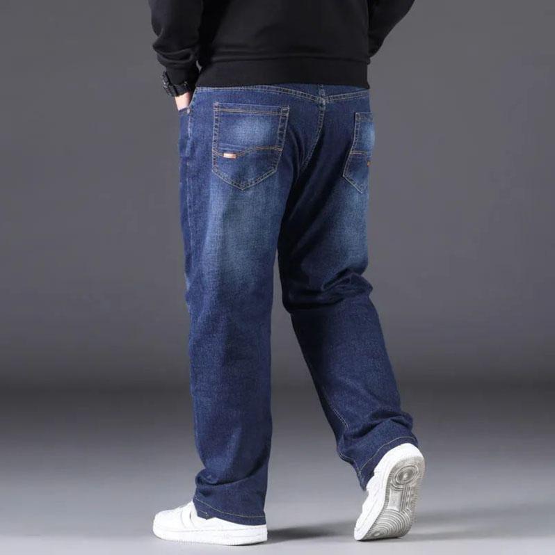 Große Größen Jeans 28-48 Größe Herren Frühling und Herbst Locker Gerade Plus Dünger Zur Erhöhung Der Elastizität Lässige Herrenhose Dünnschnitt 44 von Joom DACH