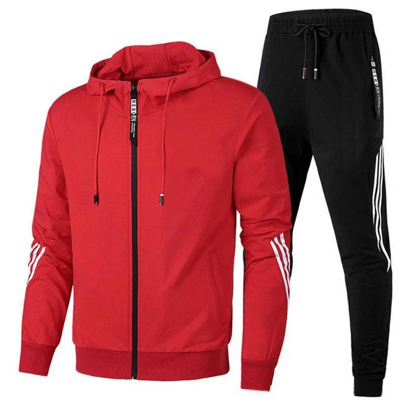 Große Herren-Herbst- und Wintermode, lässiges Trainingsanzug-Set, Jacke, Jogginghose, 2-teiliges Set XXXL rot von Joom DACH